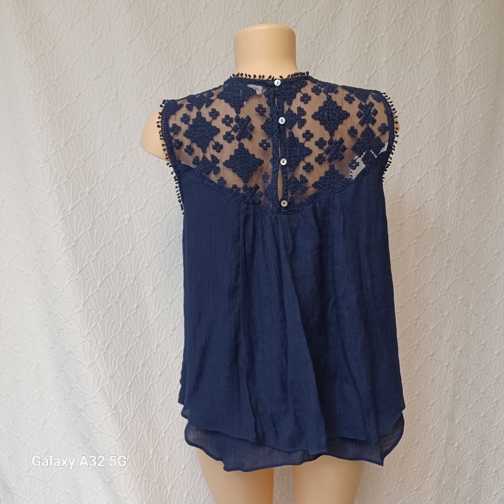 JohnPaulRichard Women L Blue Asymmetrical Tiered Blouse - Picture 10 of 14